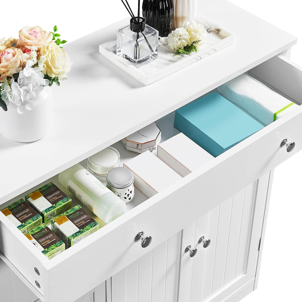 Topeakmart Freestanding Bathroom Storage Cabinet, 4 Drawers & 2 Doors White