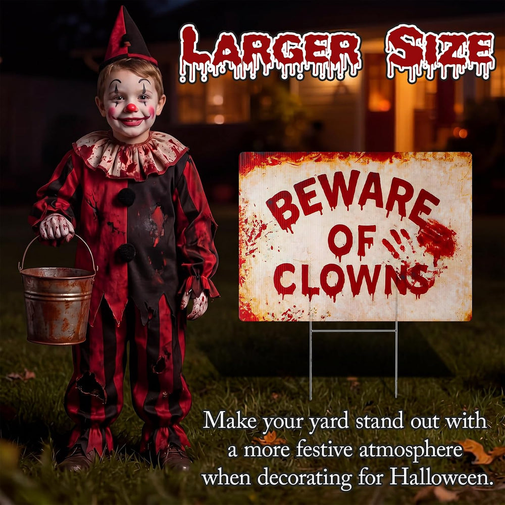 4 Pcs Halloween Clown Plastic Yard Sign, 12 x 16‘’ Garden Stakes