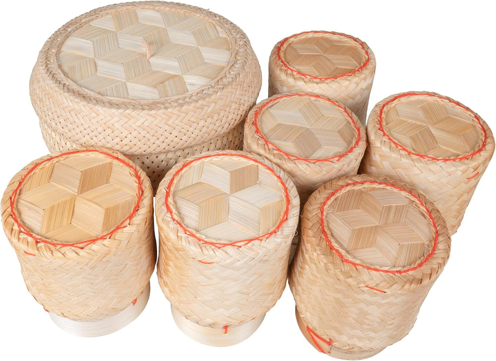 CCcollections Traditional Handmade Bamboo Sticky Rice Basket Sets, Authentic ...