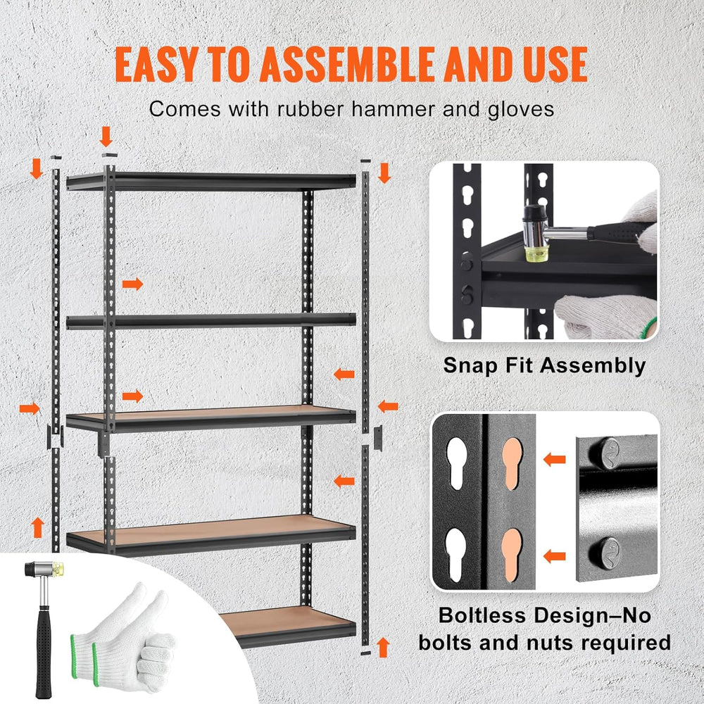 VEVOR Storage Shelves 5-Tier Adjustable 2000 lbs 48"x24"x72" S...