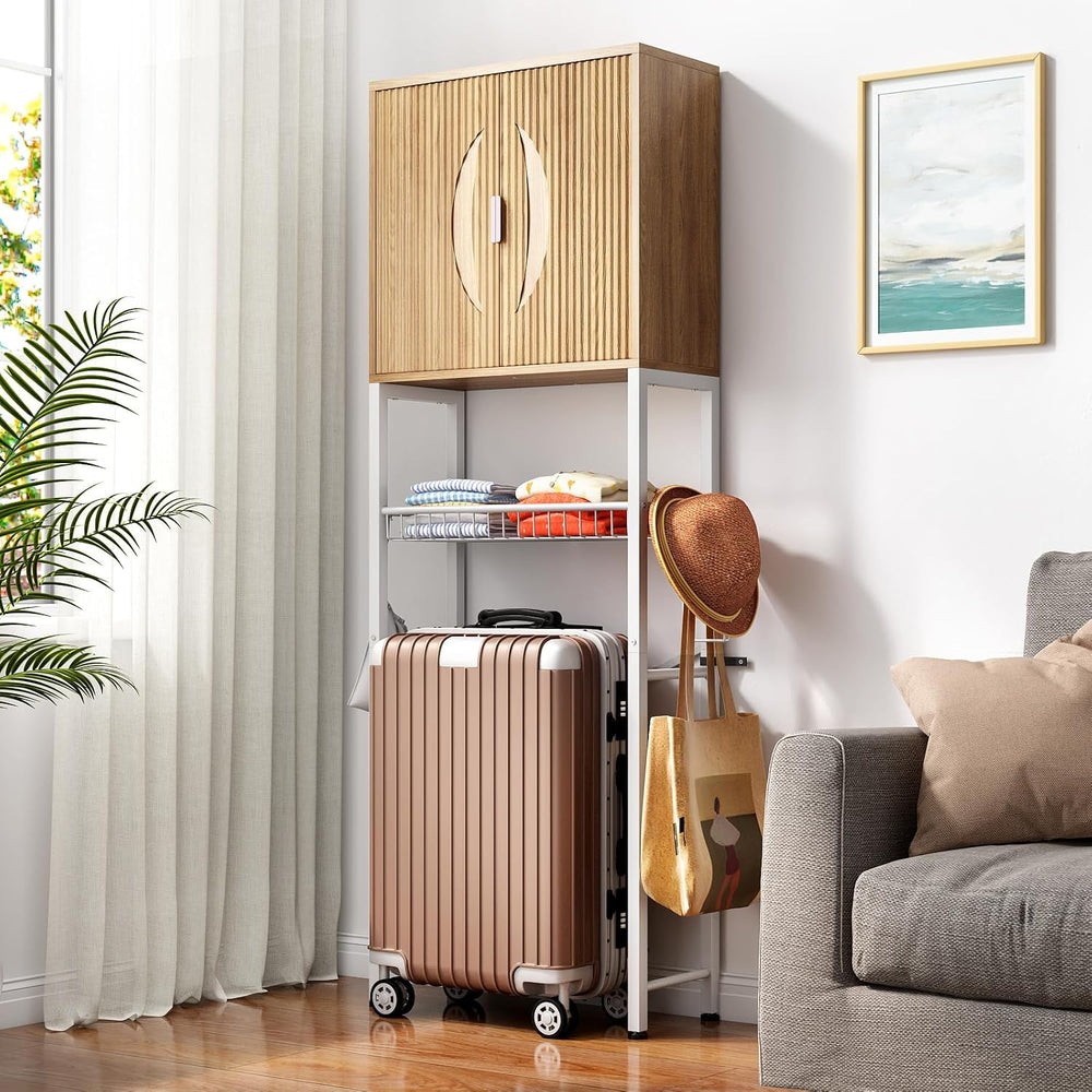 Kalrin Over The Toilet Storage Cabinet with Fluted Wave Doors and Adjustable ...
