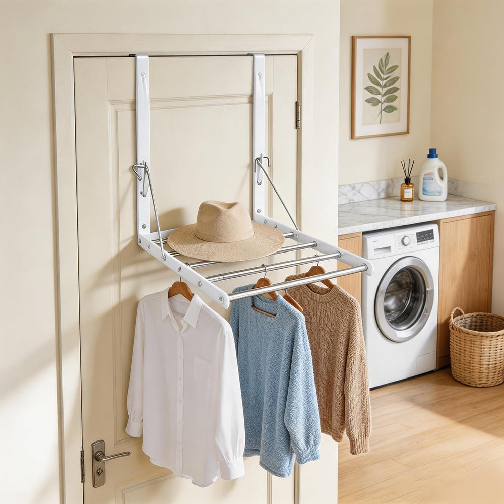Over the Door Drying Rack, Adjustable Length Clothes & Towel Rack