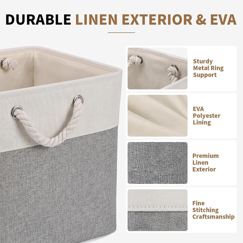 13×15×13 Inch Foldable Fabric Storage Basket with Handles (6 Pack)