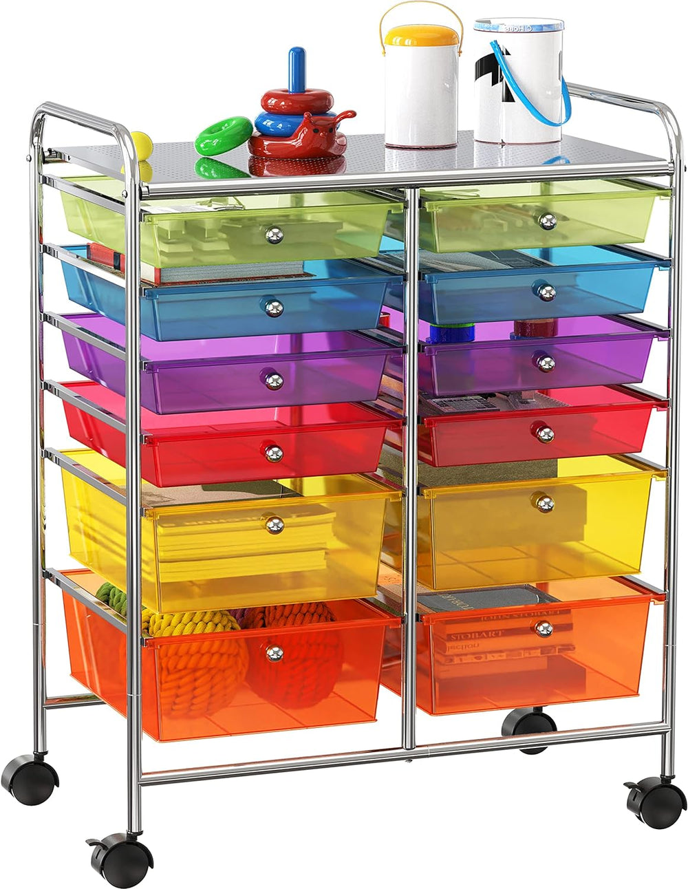 Simple Houseware 12 Drawers Rolling Utility Cart Organizer, Multicolor