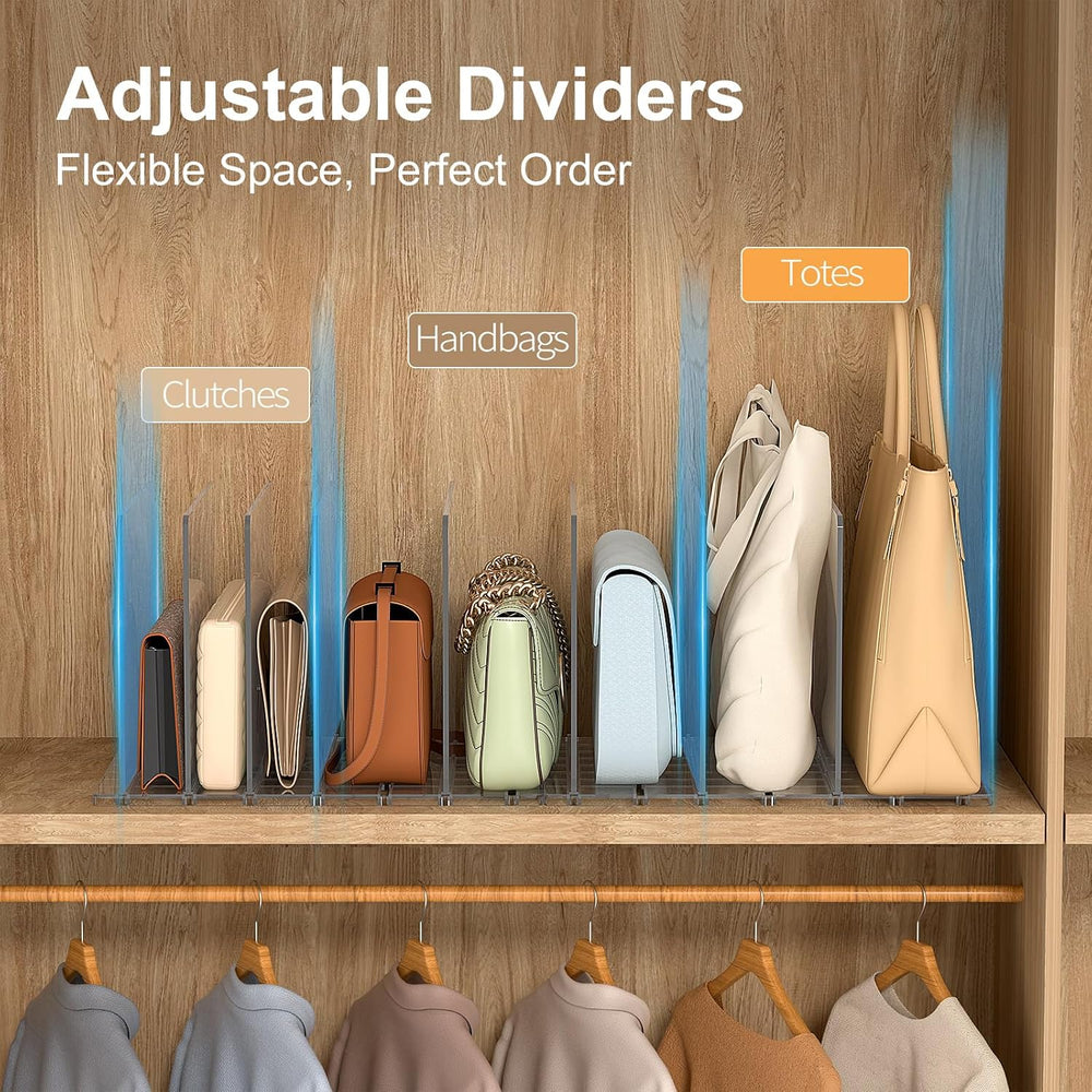 SortNStore Bag & Purse Organizer for Closet: Adjustable Clear Dividers