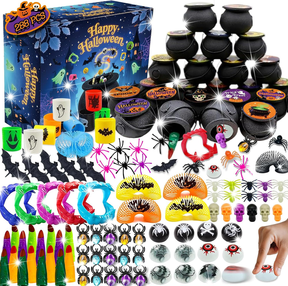 288PCS Halloween Party Favors, 24 Mini Cauldron Sets for Trick or Treat