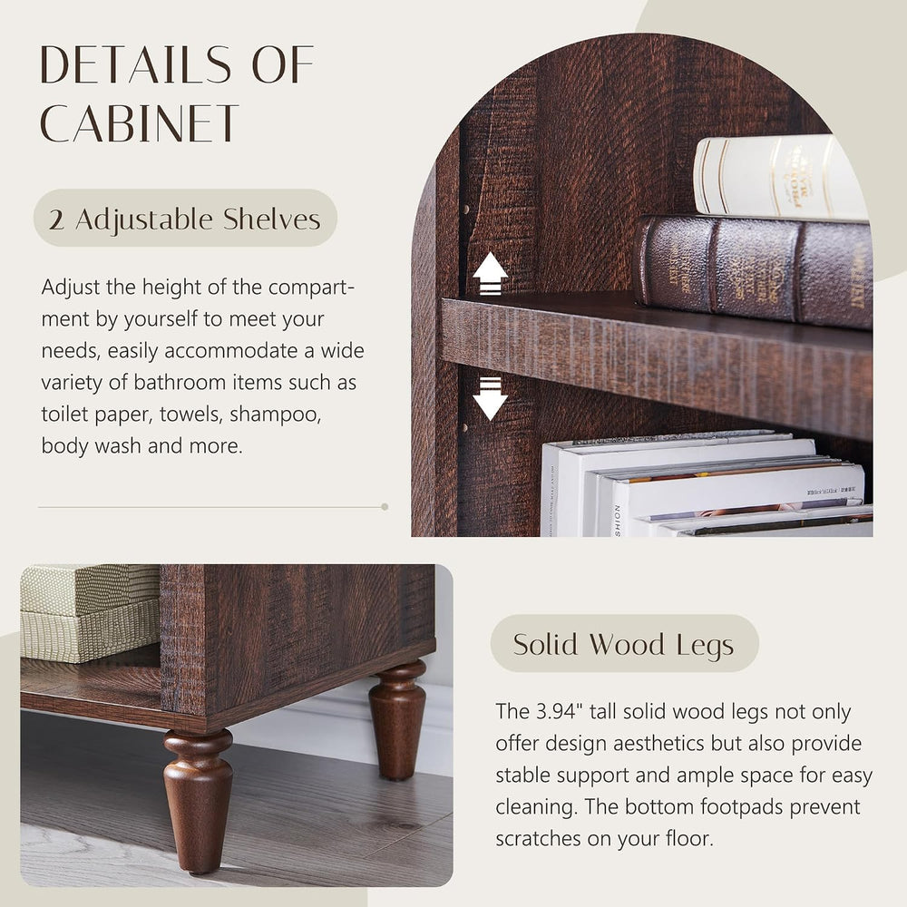 IFBUY 76" Arched Bathroom Storage Cabinet, Narrow Arched Cabinet, Brown