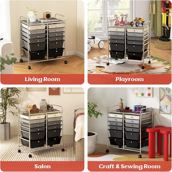 GOFLAME 12-Drawer Rolling Storage Cart, Mobile Utility Cart