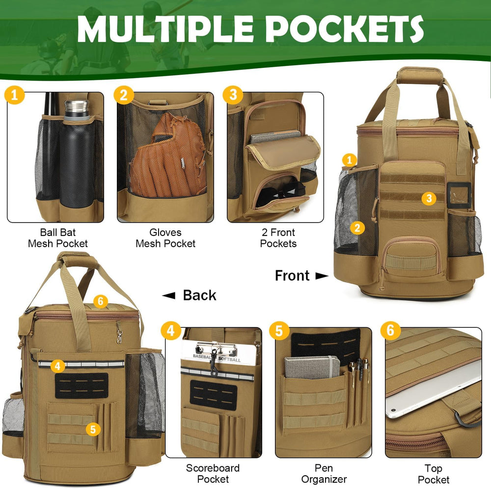 Baseball Bucket Bag, Softball Coaches Bags Fit 6 Gallon Buket