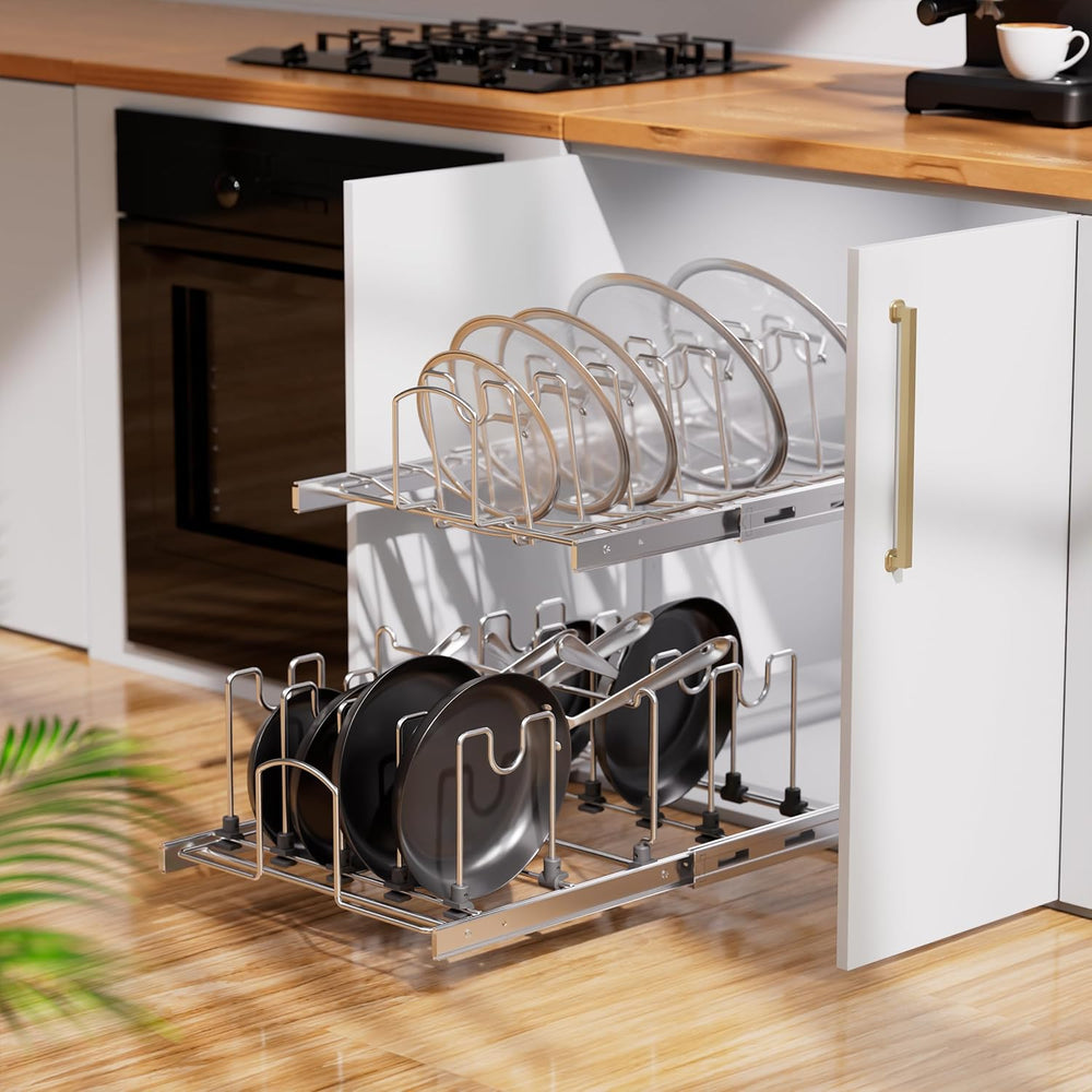 2-Tier Pots and Pans Organizer Under Cabinet Kitchen 21" W *22" D