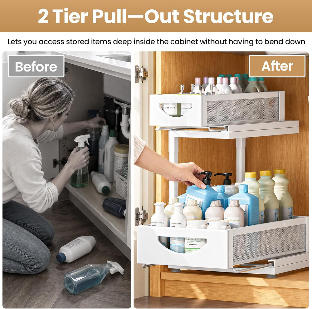 Under Sink Organizer for Kitchen and Bathroom Cabinets Pull Out Storage