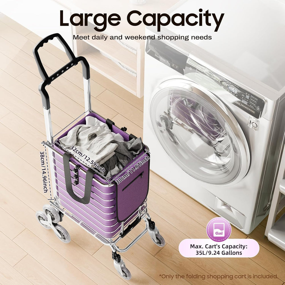 Foldable Shopping Cart with Wheels - 88lbs Capacity Collapsible Grocery Cart,...