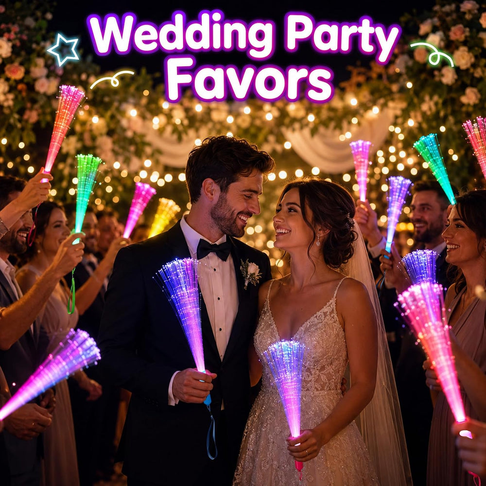 36 Pack Fiber Optic Wands, LED Light Up Halloween Glow Party Favors