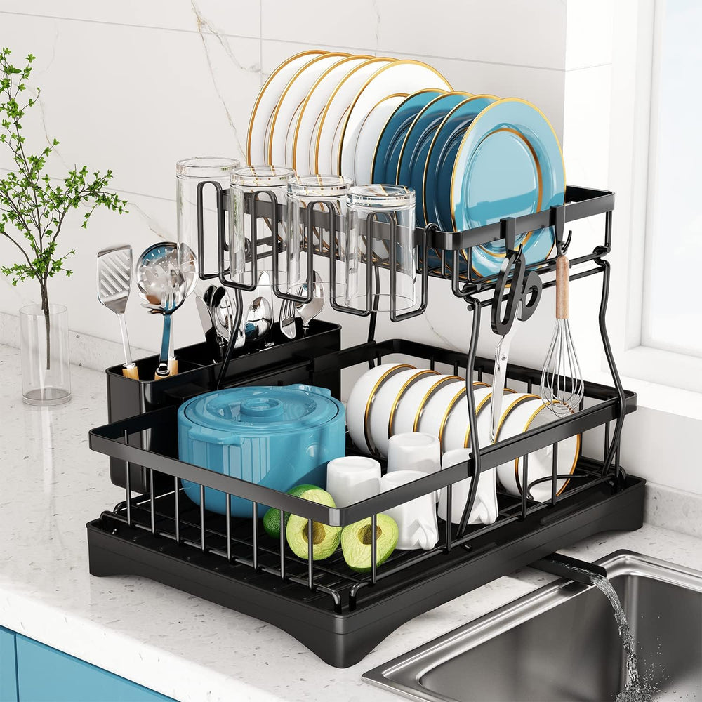 Dish Drying Rack, 2 Tier Dish Racks for Kitchen Counter | Large Stainless Ste...
