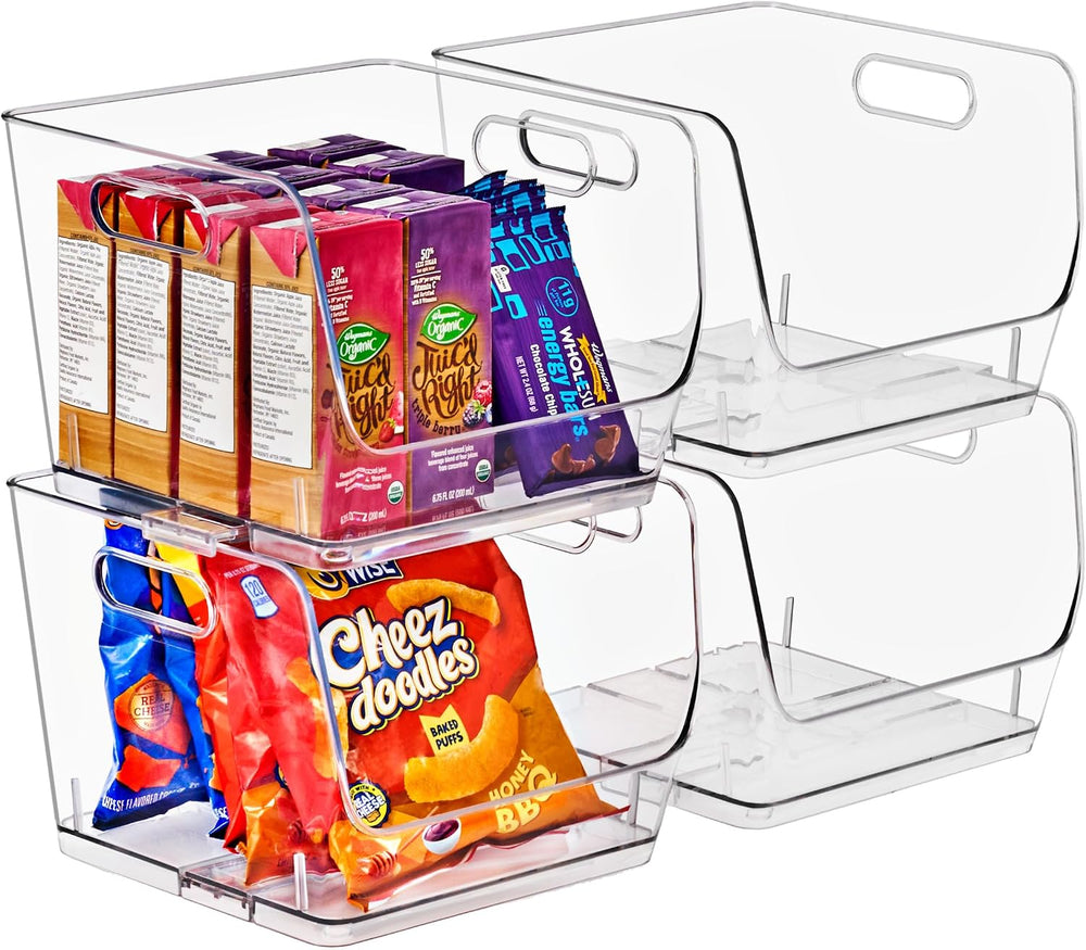Sorbus Clear Pantry Organizer with Stackable Storage Bins, Open Front