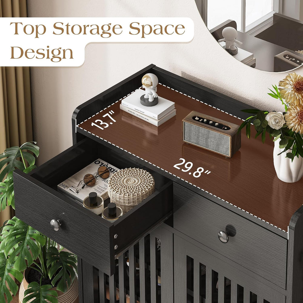 Shoe Cabinet, 43.9" Tall Shoe Storage Cabinet with 2 Doors & Drawer