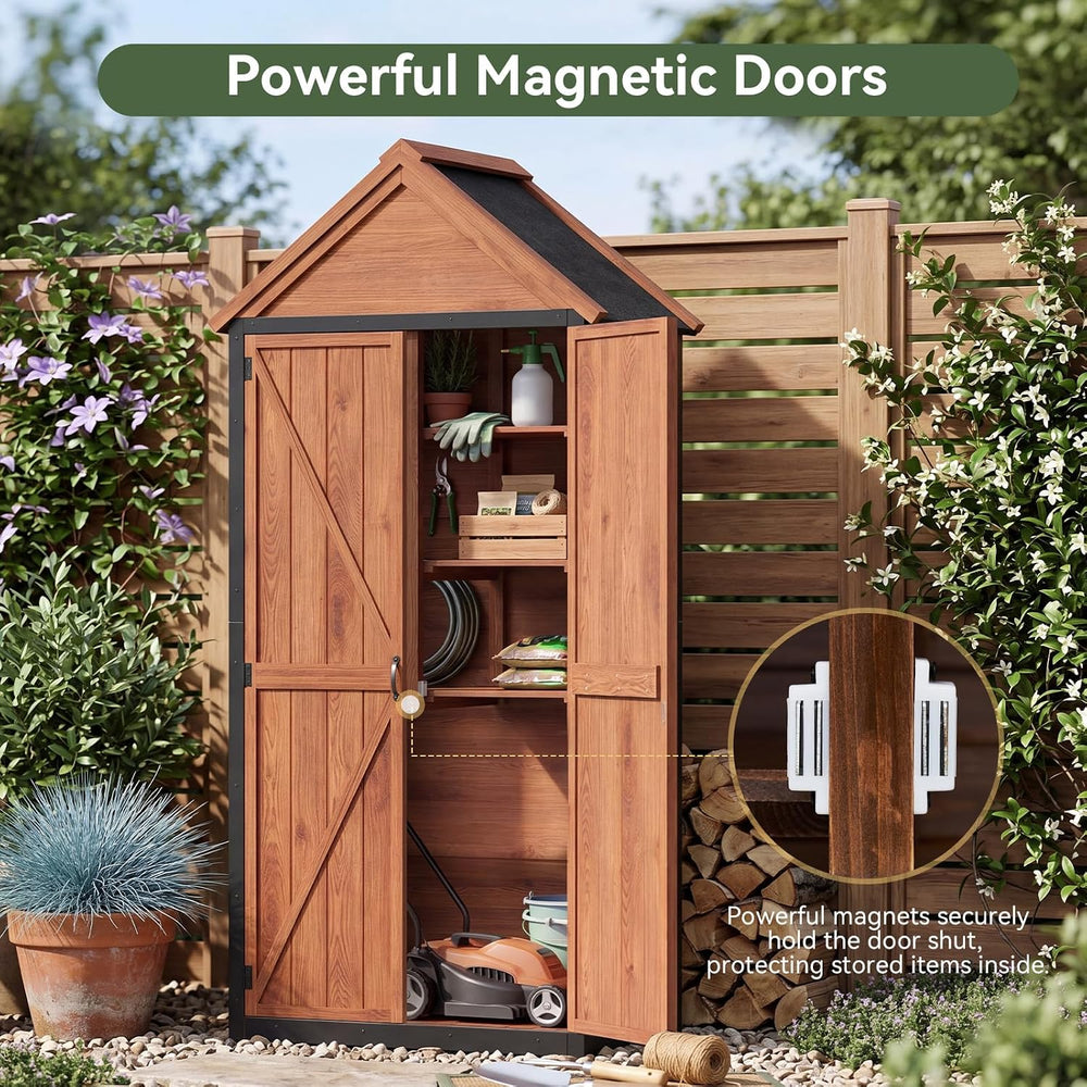 Aoxun Solid Wood Outdoor Cabinet 2.3'x1.3' with Asphalt Roof & Floor