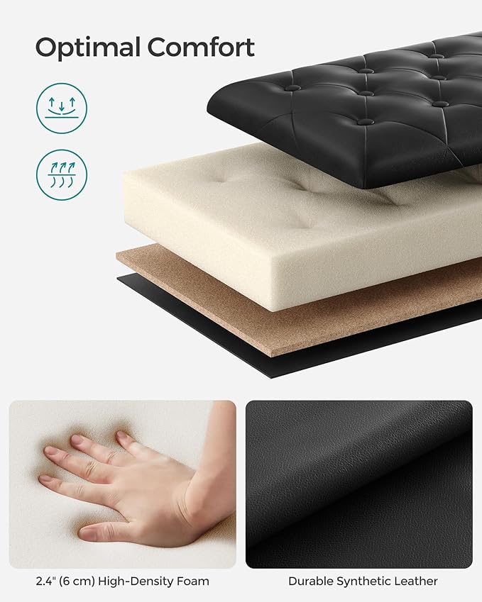 SONGMICS Storage Ottoman, Storage Bench, Tufted Entryway Bedroom Bench