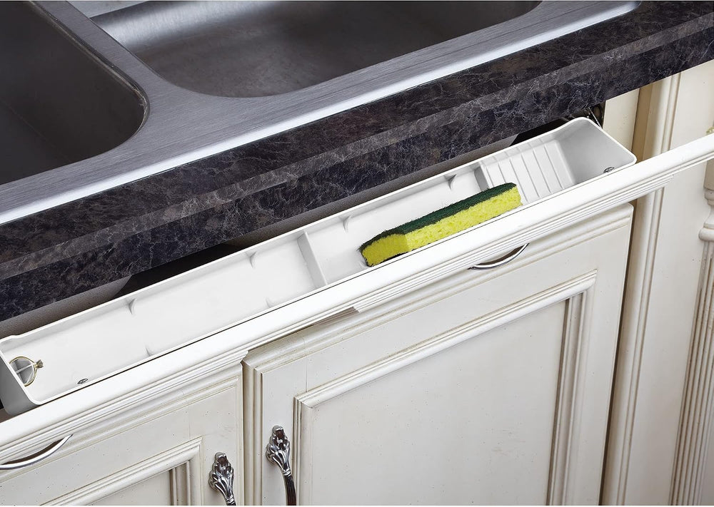 Rev-A-Shelf 24" Plastic Tip-Out Tray Organizer for Sink Base Cabinet, White