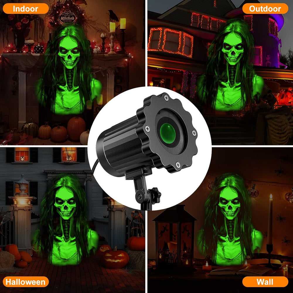 Halloween Projector Outdoor, 2026 Upgraded 3D Dynamic Skull HD Patterns,Clear...