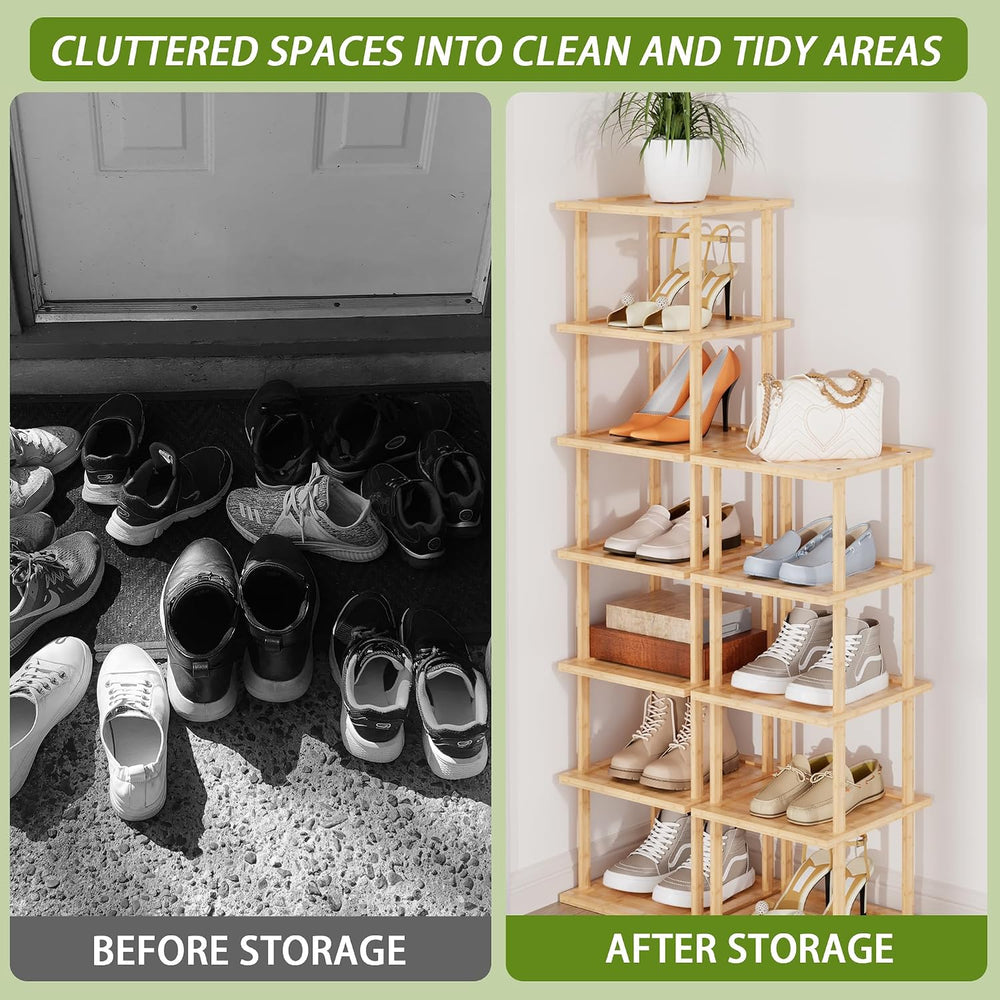 Vertical Tall Shoe Rack Organizer for Entryway -12 Tier Free Standing Slim Na...