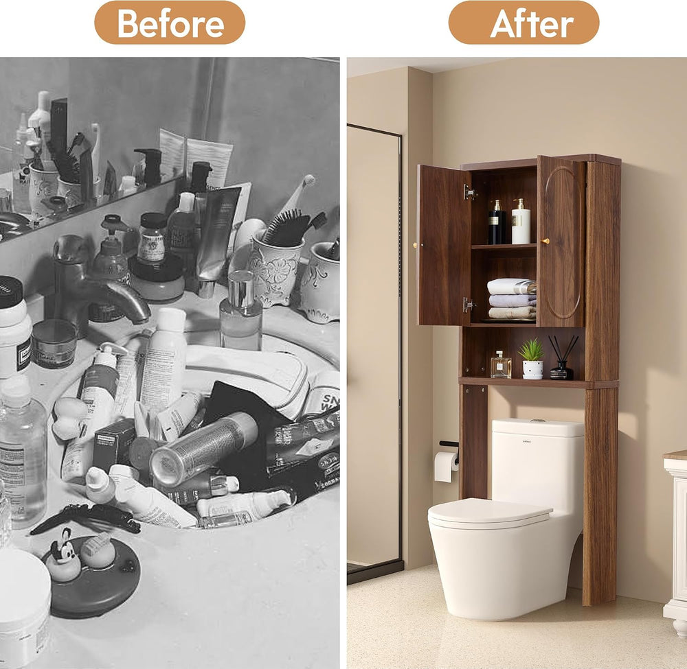 Fluted Over The Toilet Storage Cabinet, Bathroom Toilet Storage Cabinet with ...