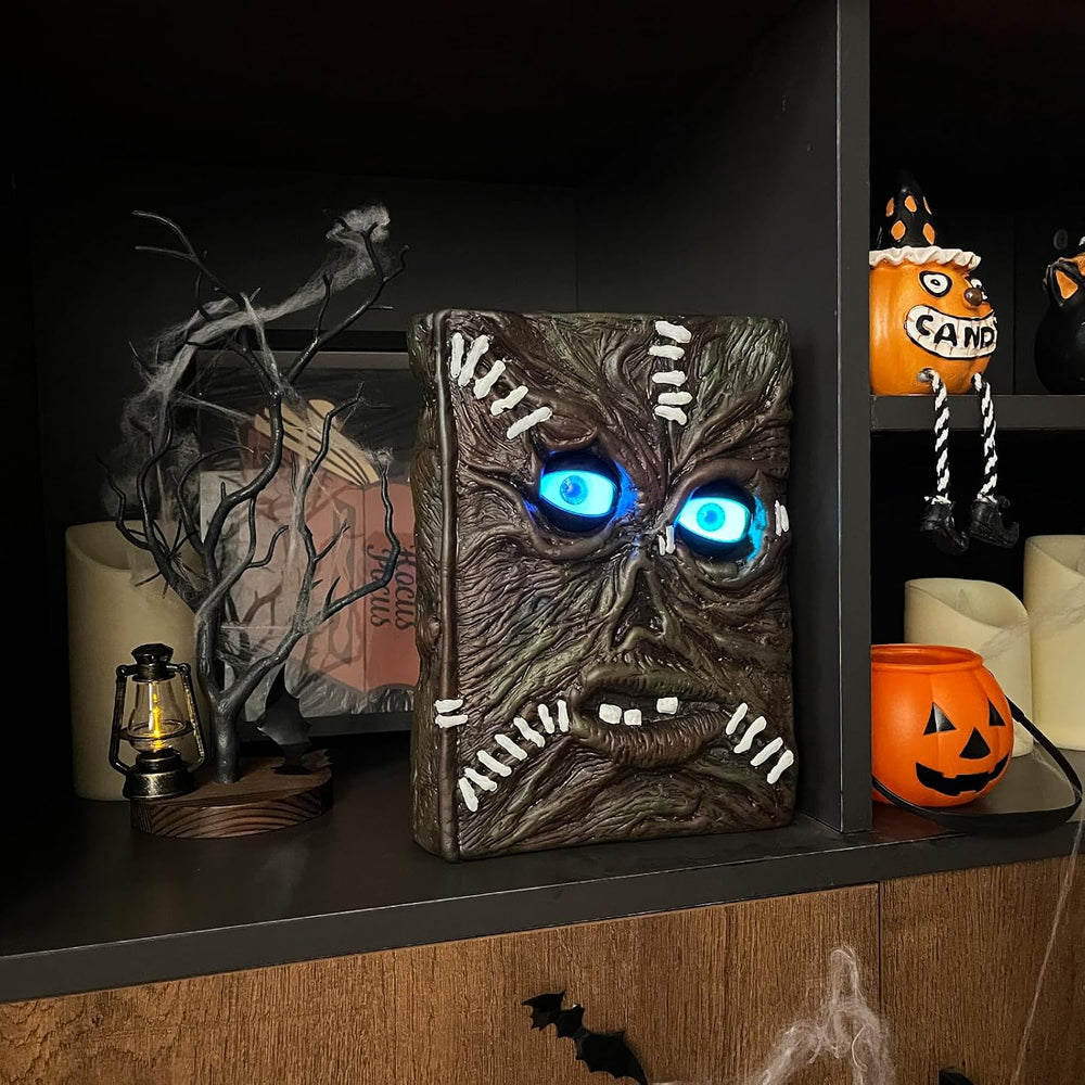 QEQEKAKA Halloween Decorations Indoor Spell Book Blink Motion Activated