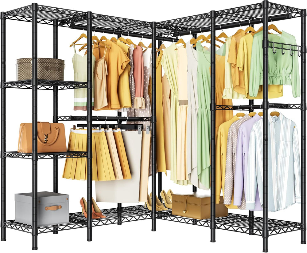 Heavy Duty Clothes Rack Metal Wardrobe with Adjustable Wire Shelves