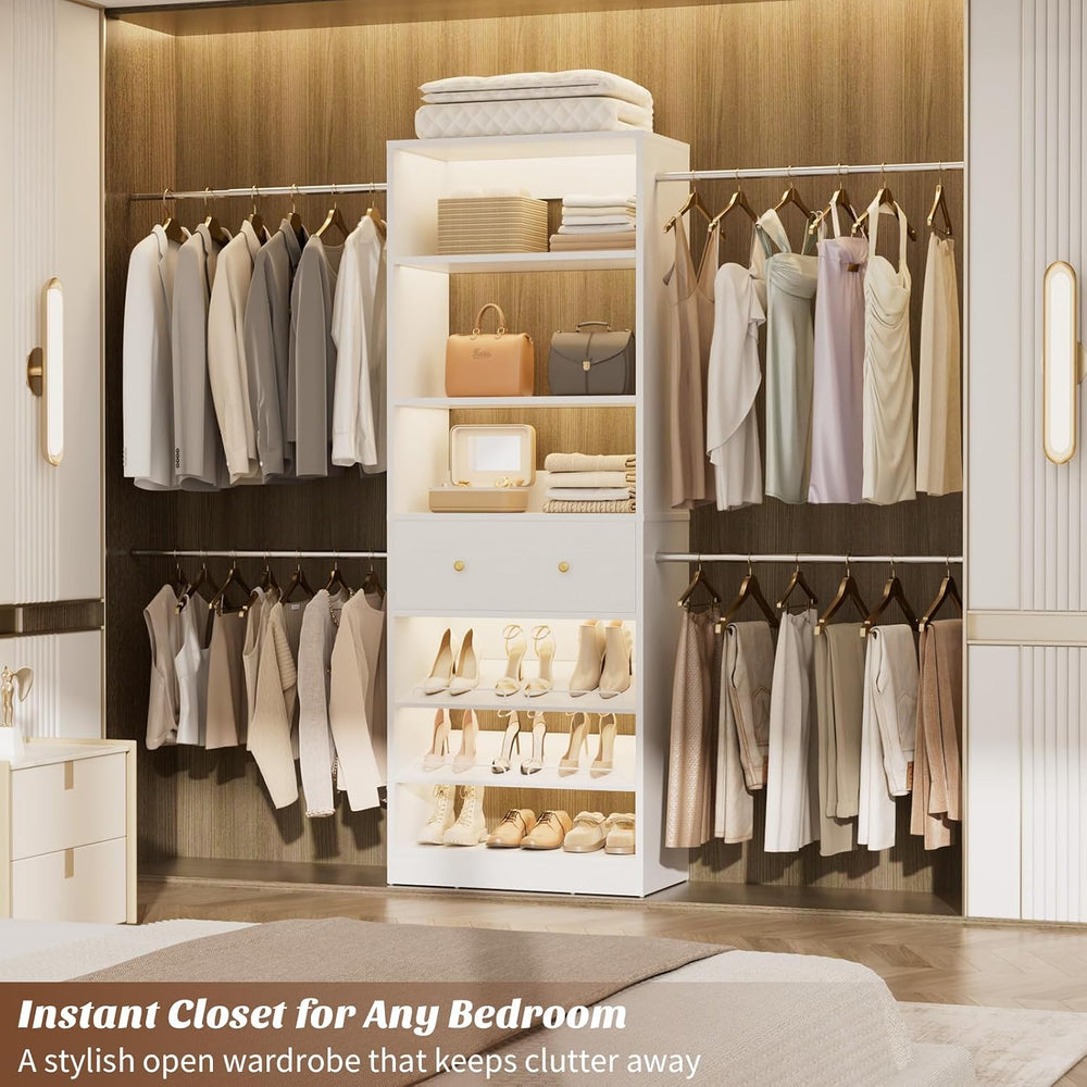 Armocity Wood Closet Organizer System - 4FT-9FT Expandable Wardrobe Closet wi...
