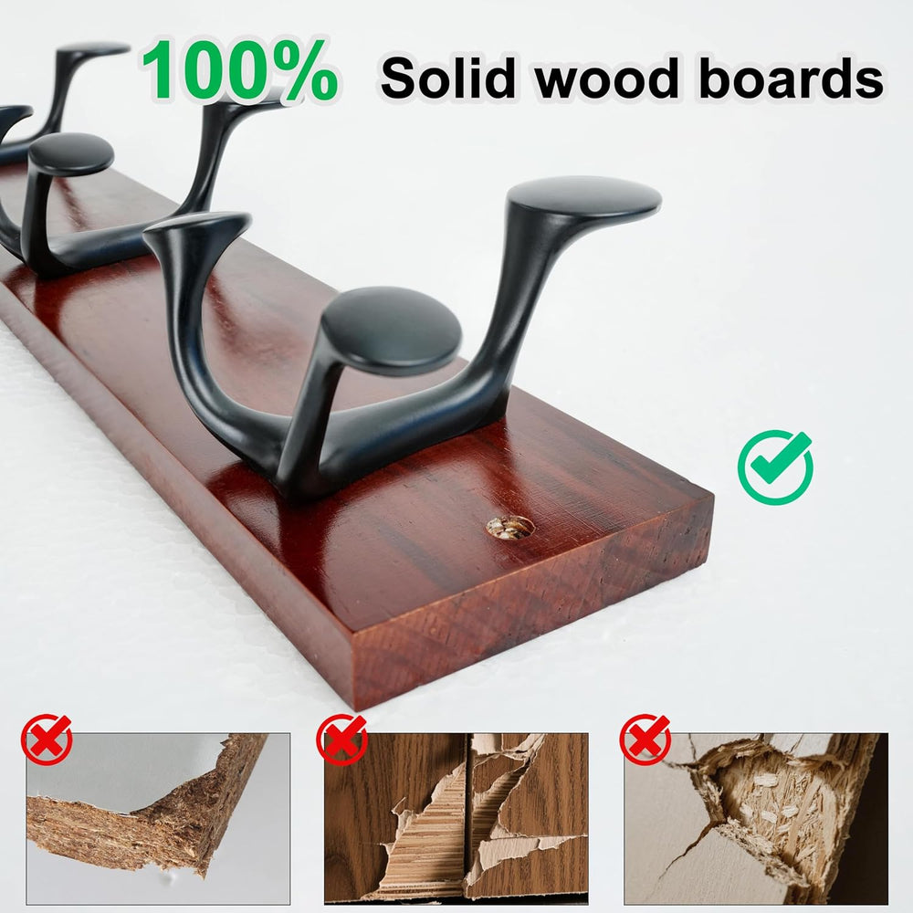 WEBI Coat Rack Wall Mount,30" Solid Wood Coat Hooks Wall Mounted Coat Ha...