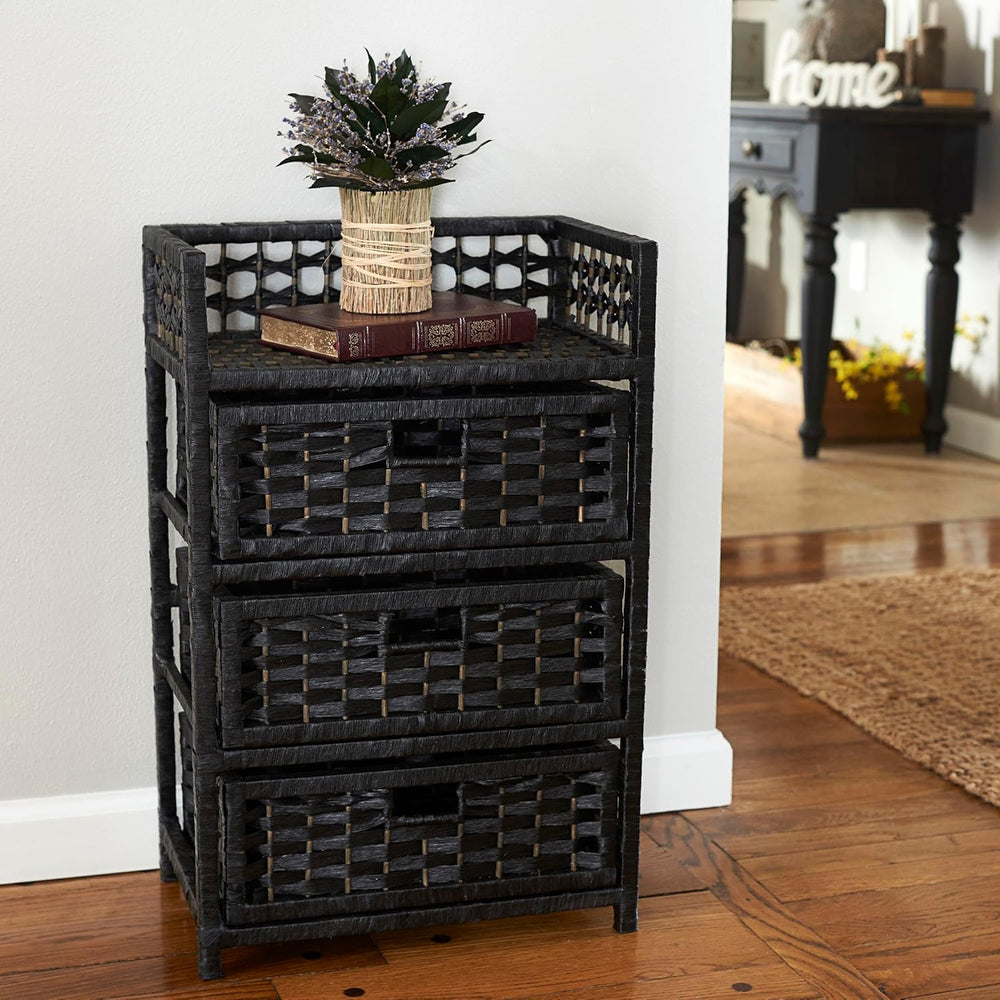 Household Essentials Woven 3 Drawer Chest with Cutout Handles