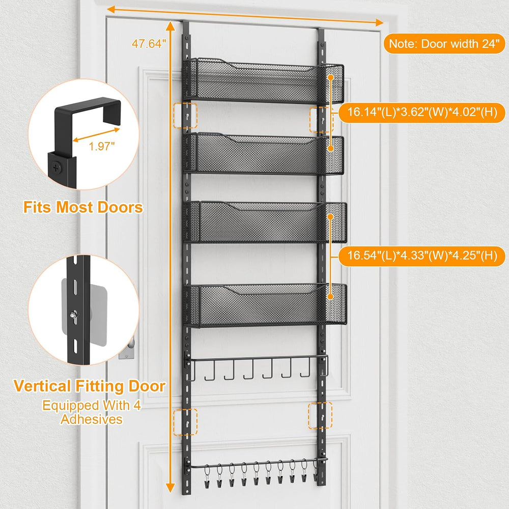 Over the Door Organizer, 2 in 1 Metal Hanging Closet Organizer & Hat Rack...