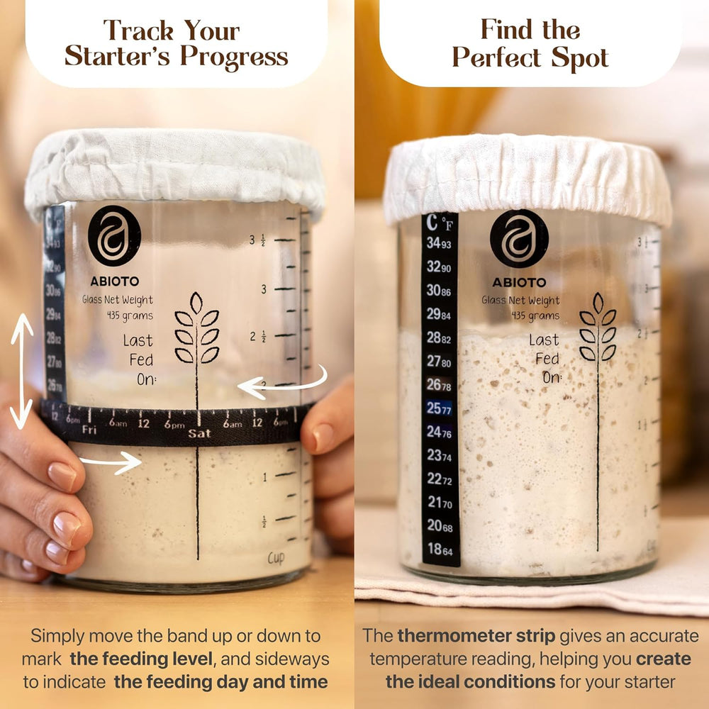 Sourdough Starter Kit with 10" Round & 11" Oval Banneton Proofi...
