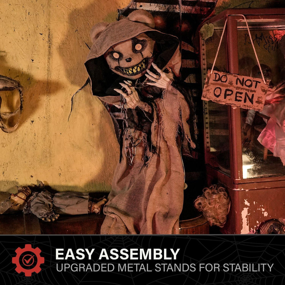 Haunted Hill Farm 3.3-Ft. Burlap Bear Halloween Animatronic