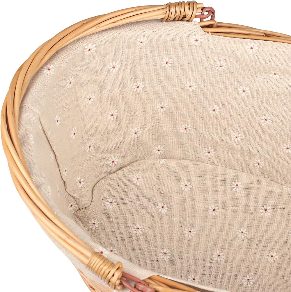 2 Pack Medium Size Oval Willow Basket with Handle, 12.6x9x4.7 Inch Wicker Pic...