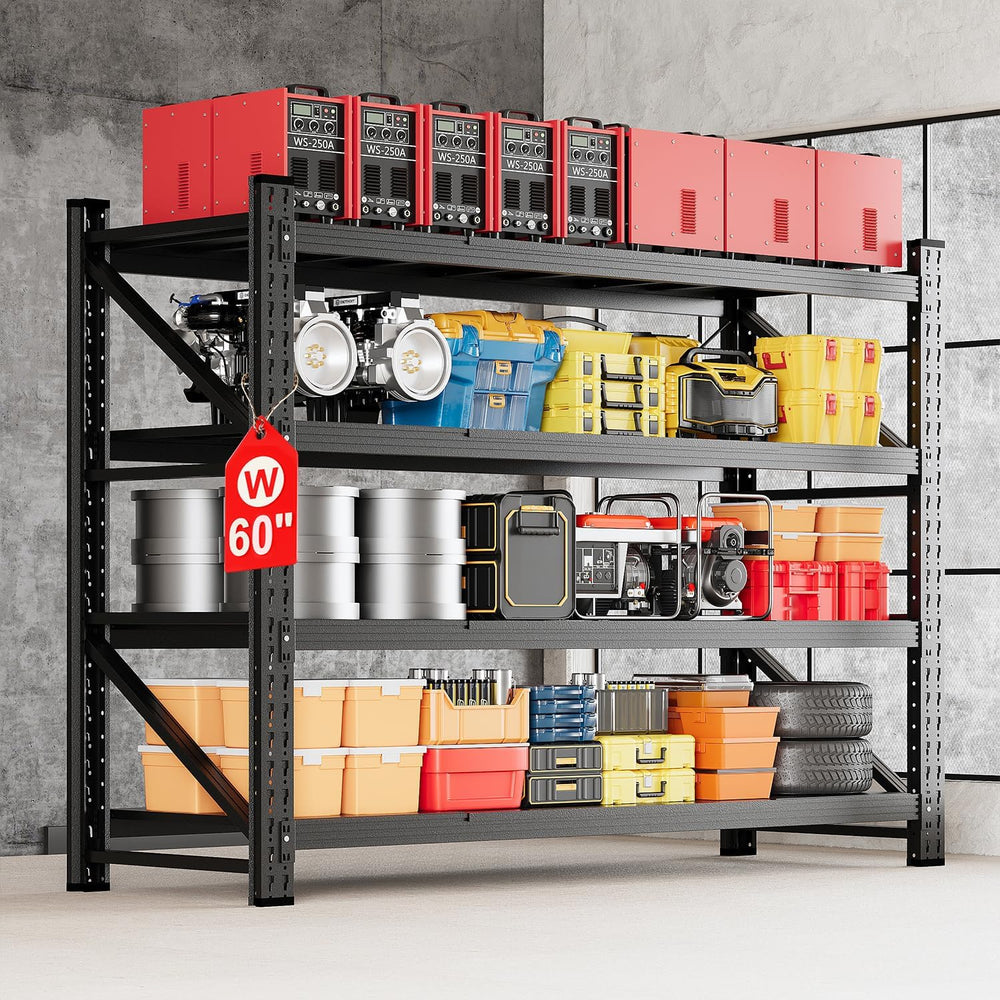 MIIIKO 60" W Storage Shelves,5000LBS Metal Garage Storage Shelving,Heavy...