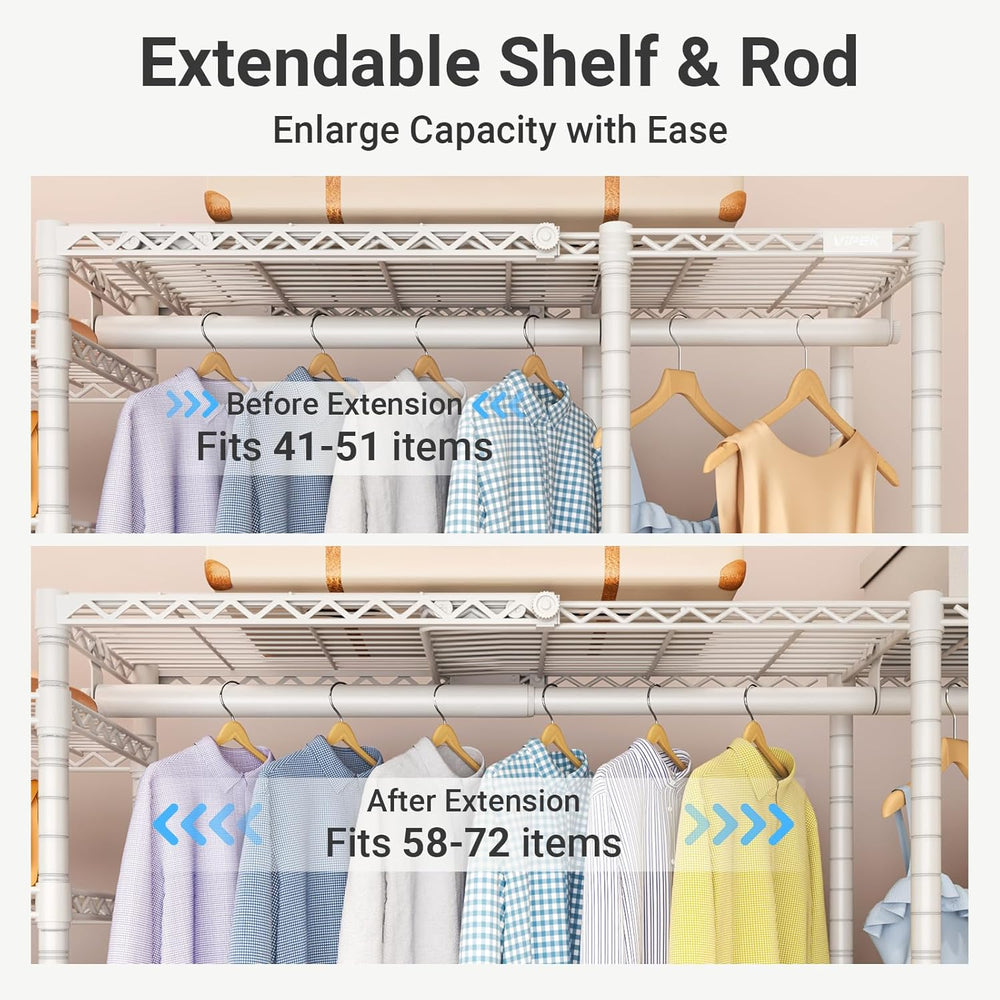 VIPEK X5 Extra Large Expandable Clothes Rack, Closet Organizer System White