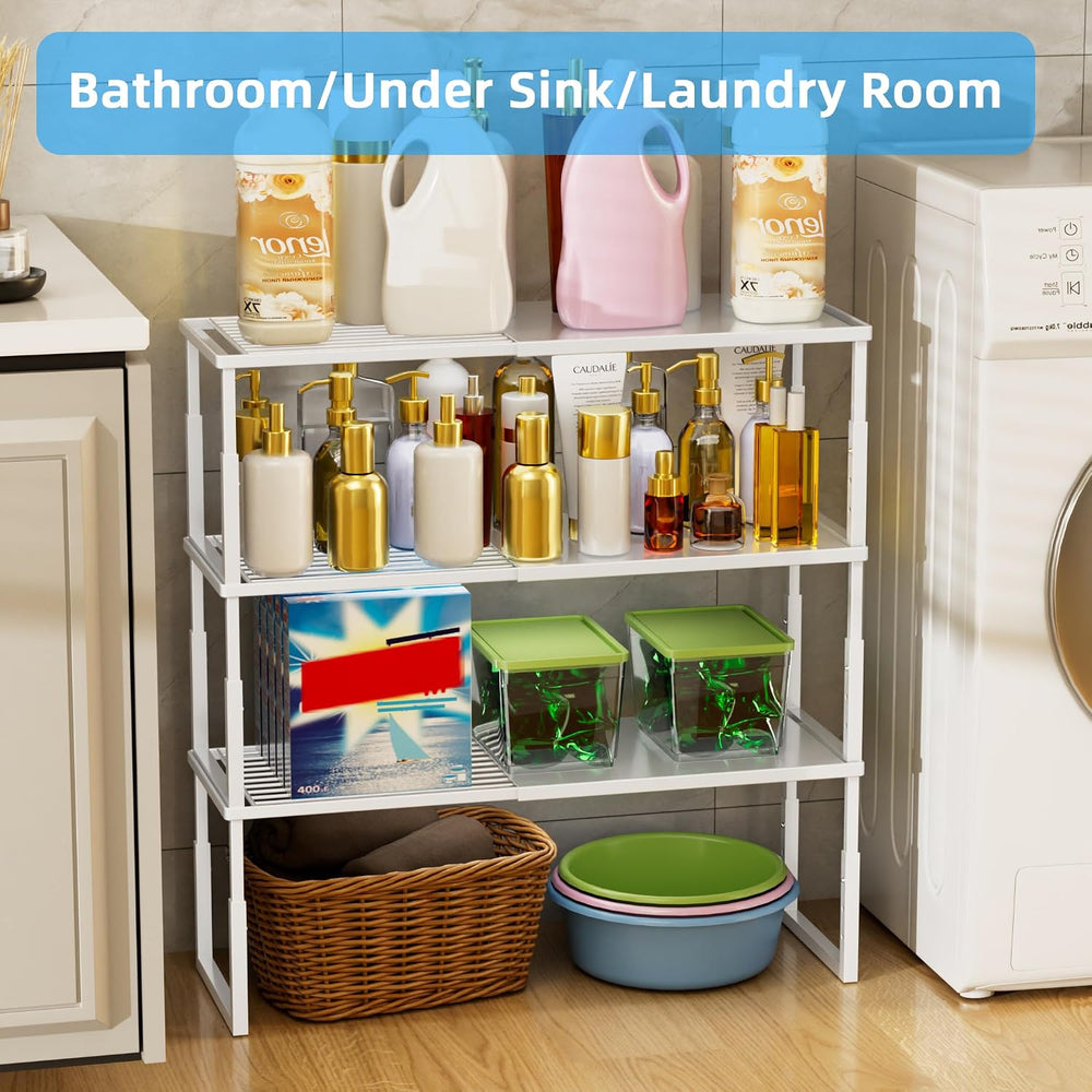 Cabinet Shelves, 4 Pack Stackable Shelves for Pantry Storage