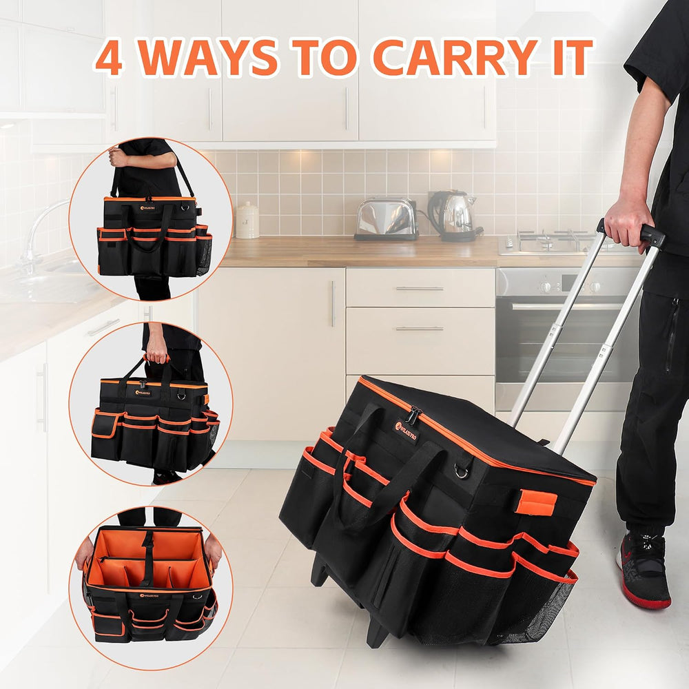 WILAXI PRO Large Rolling Cleaning Caddy with Wheels and Detachable Trolley, ...