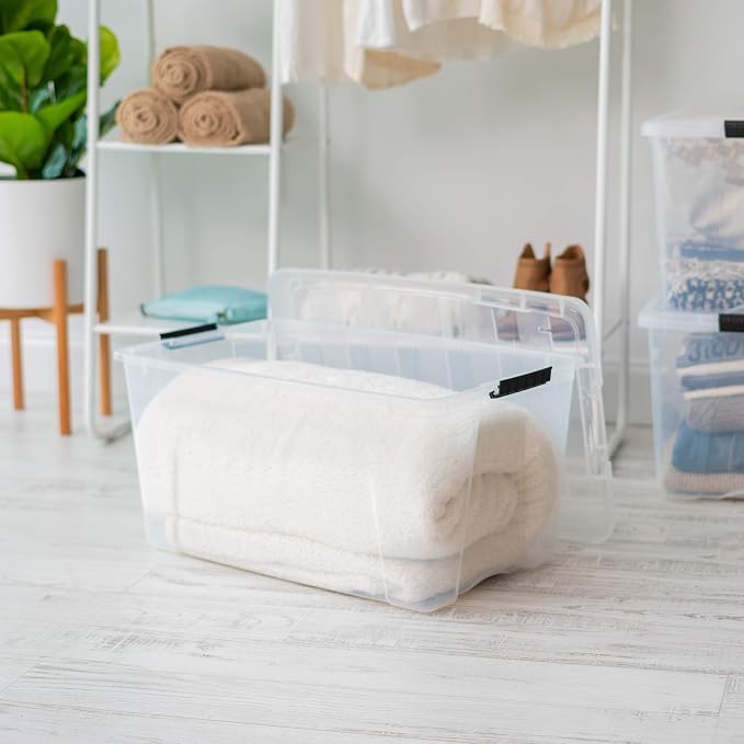 IRIS USA 72 Qt Stackable Plastic Storage Bins (4-Pack)