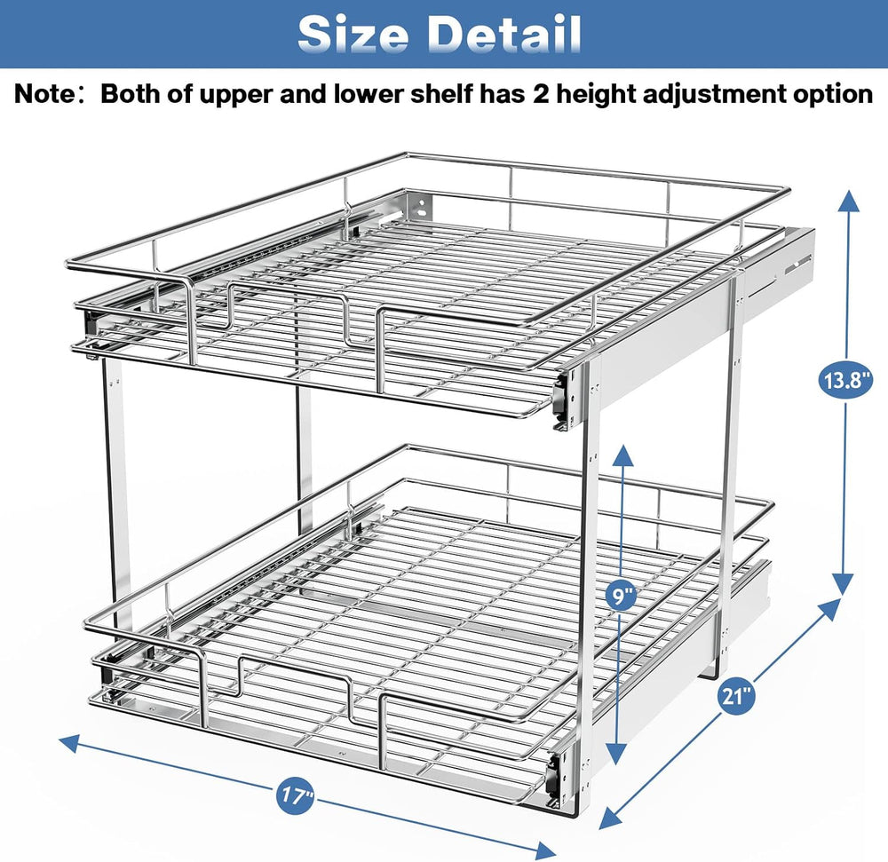 LOVMOR 2 Tier Individual Pull Out Cabinet Organizer 17" W x 21" D, ...