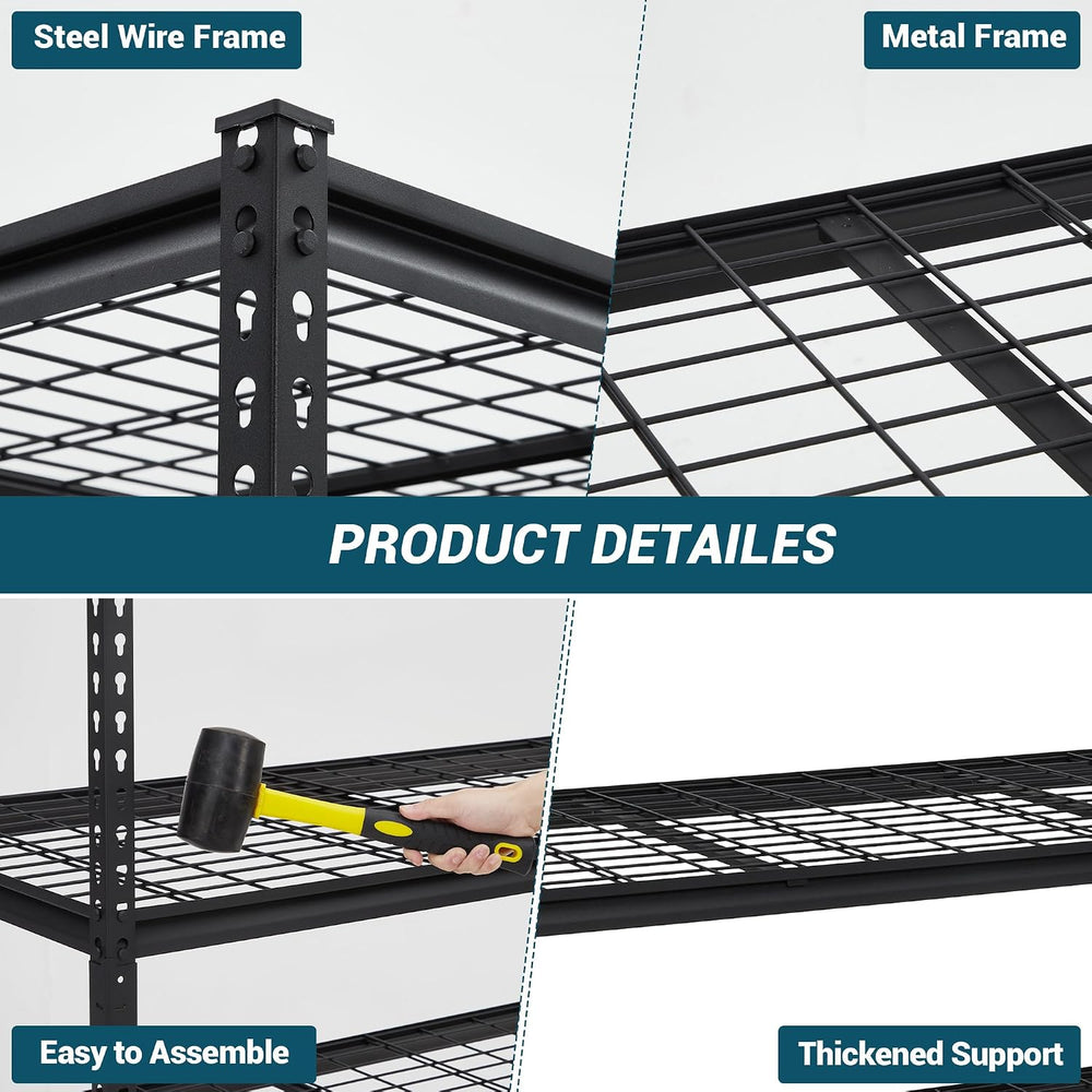 Heavy Duty 5-Tier Metal Storage Shelves - Adjustable Garage Shelving