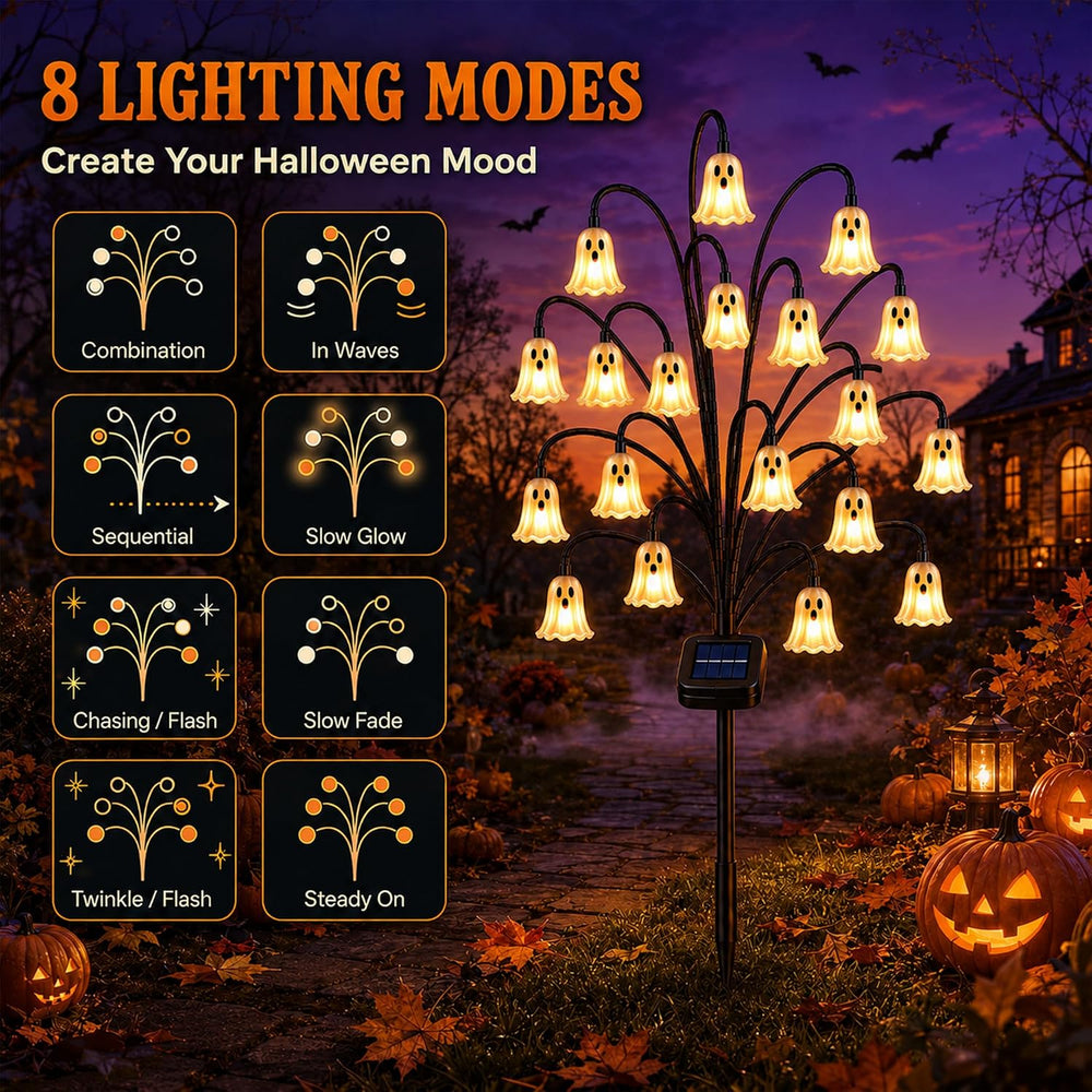 Outdoor Halloween Decorations, Solar Ghost Stake Lights for Yard