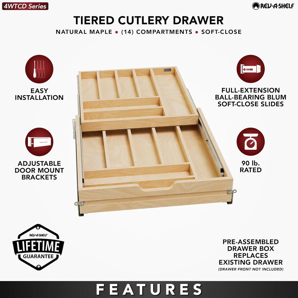 Rev-A-Shelf Replacement Cutlery Drawer System, Min Opening of 21"W