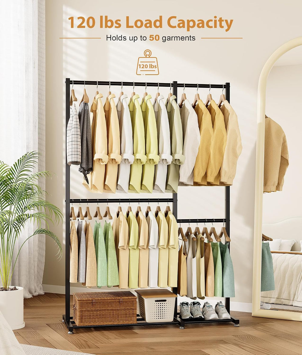 Clothing Rack with 4 Hanging Rod, 47.2" x 17.7" x 69.9", Doubl...