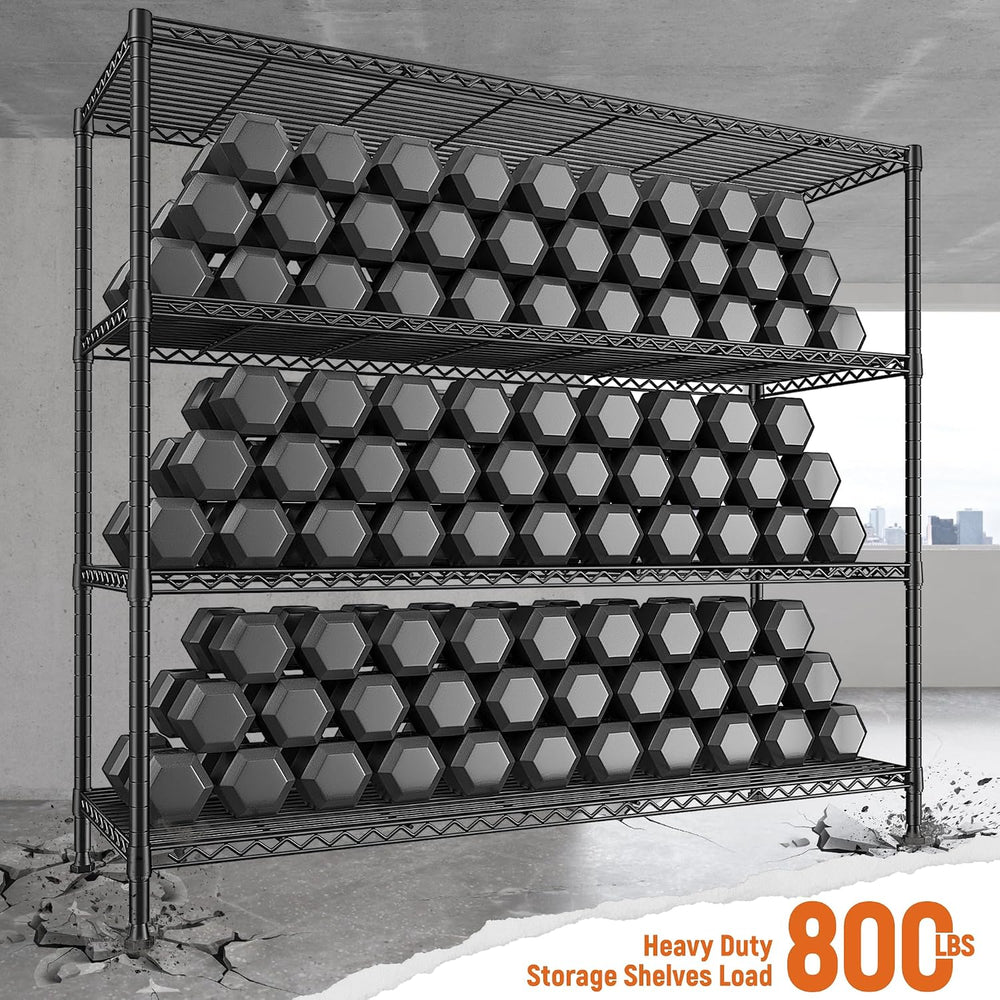 REIBII 4-Tier Storage Shelves 45.3''W Wire Shelving Unit for Pantry G...