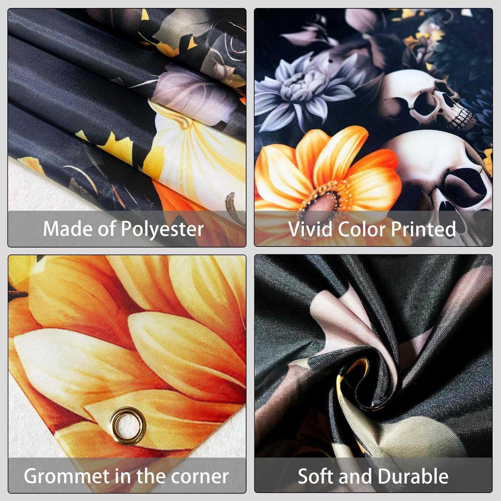 8x6ft Floral Happy Halloween Backdrop Spooky Flower Skull Photography Backgro...