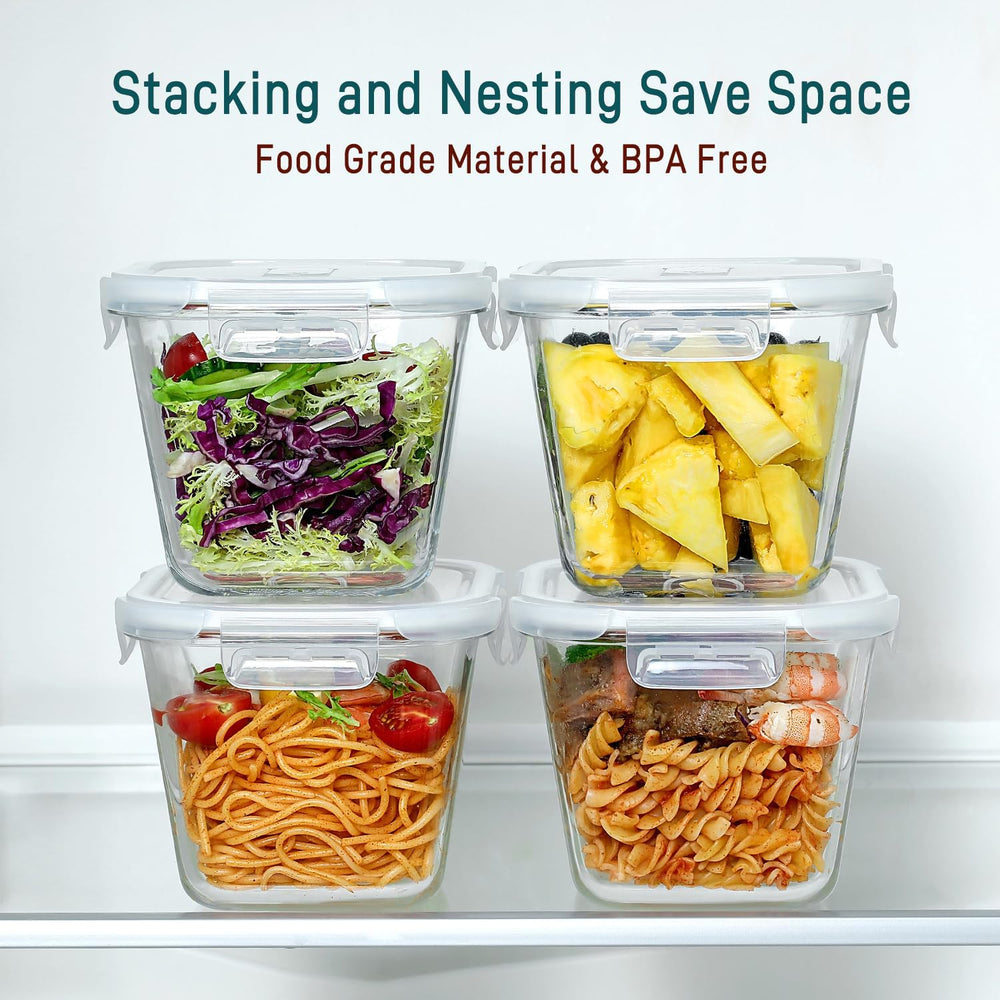 Borosilicate Glass Food Storage Containers With Lids，4 Cup/32 Oz, 4 Pack