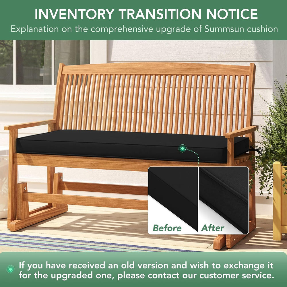 Outdoor Bench Cushion Pad, 48 x 18 x 3 Inch, Black