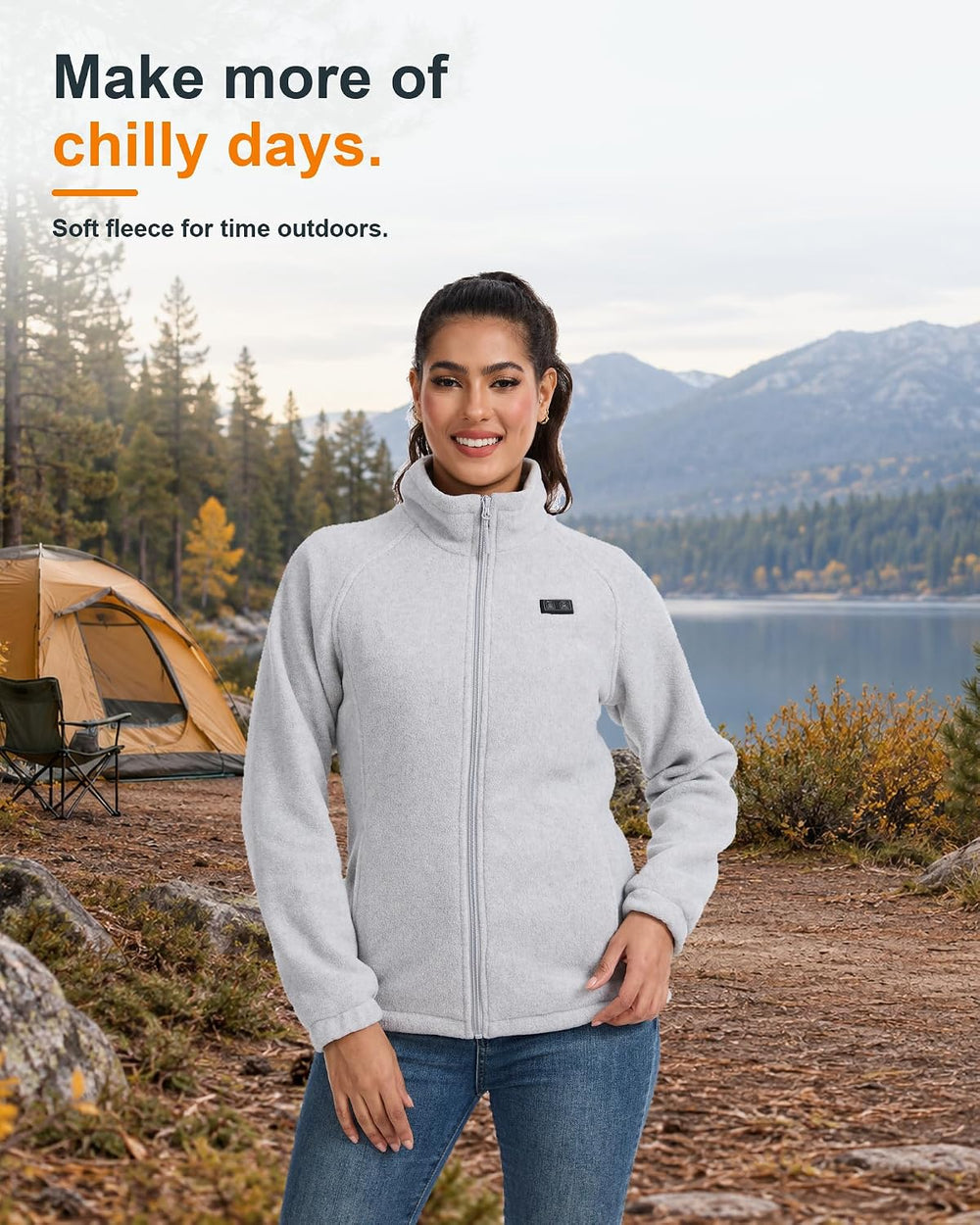 Women's Heated Jacket with Battery Pack Included,11-Zone Heated Fleece Coat